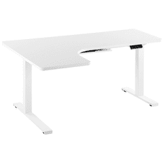 Beliani Rohový elektrický psací stůl levostranný 160 x 110 cm bílý DESTIN II