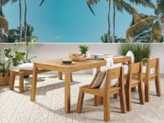 Beliani Šestimístná sada zahradního nábytku se židlemi, lavicí a stolem, akátové světlé dřevo, LIVORNO
