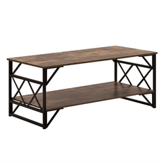 Beliani Konferenční stolek z tmavého dřeva s černou barvou, BOLTON