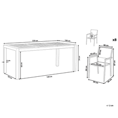 Beliani Záhradní sada z eukalyptového dřeva stůl 220 cm a 8 zahradních židlí černé GROSSETO