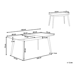 Beliani Hnědý rozkládací jídelní stůl 120/150 x 75 cm MADOX