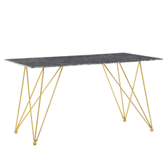 Beliani Jídelní stůl černý a zlatý 140 x 80 cm KENTON efekt mramoru