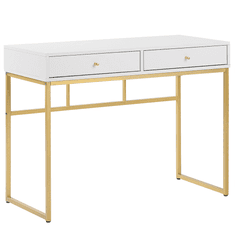 Beliani Psací stůl se 2 zásuvkami 100 x 50 cm bílo zlatý DAPHNE