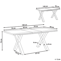 Beliani Rozkládací jídelní stůl 140/180 x 90 cm tmavé dřevo s černou BRONSON