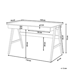 Beliani Bílý psací stůl 120x70 cm se dvěma zásuvkami SHESLAY