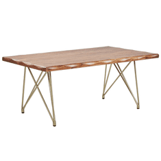 Beliani Konferenční stolek ze světlého akáciového dřeva se zlatou RALEY