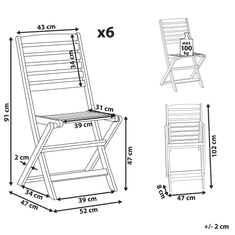 Beliani Sada 6 akátových zahradních židlí TOLVE