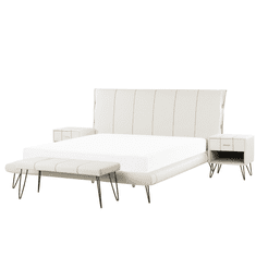 Beliani Souprava nábytku do ložnice eko kůže 180 x 200 cm bílá BETIN