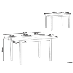 Beliani Rozkládací jídelní stůl 120/150 x 80 cm světlé dřevo s černou HOUSTON