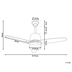 Beliani Stříbrný stropní ventilátor MLAVA