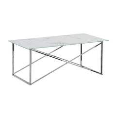 Beliani Konferenční stolek s efektem bílého mramoru se stříbrnou EMPORIA