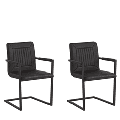 Beliani Sada 2 jídelních židlí v černé barvě z ekokůže BRANDOL