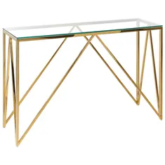 Beliani Skleněný konzolový stolek zlatý WESO