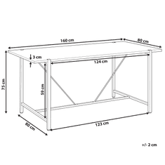 Beliani Jídelní stůl 160 x 80 cm tmavé dřevo s černou SARITAS