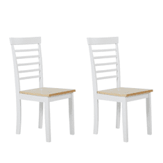 Beliani Sada 2 jídelních židlí ze světlého dřeva s bílou BATTERSBY