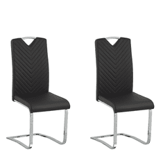 Beliani Sada 2 černých jídelních židlí z umělé kůže PICKNES
