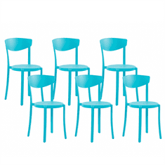 Beliani Sada 6 jídelních židlí plastových modrých VIESTE
