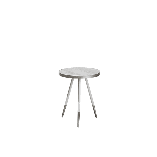 Beliani Odkládací stolek se vzhledem bílého mramoru a bílo-stříbrnými nohami RAMONA