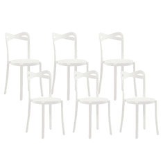 Beliani Sada 6 jídelních židlí plastových bílých CAMOGLI