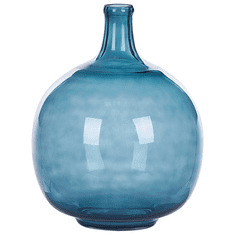 Beliani Skleněná váza na květiny 31 cm modrá BIRYANI