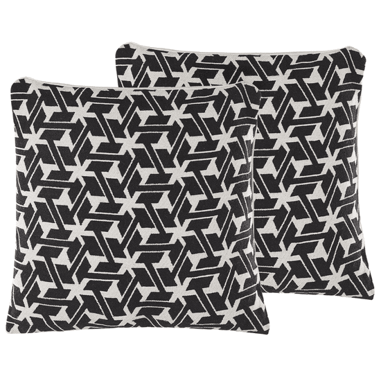 Beliani Sada 2 bavlněných polštářů 45 x 45 cm černobílá ANDIRIN