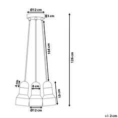 Beliani Stropní lampa 3 dílná šedá a hnědá BAHT