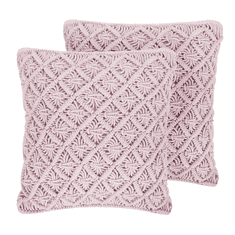 Beliani Sada 2 bavlněných polštářů 45 x 40 cm růžová KIZKALESI
