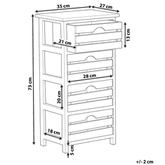 Beliani Skříňka 4 zásuvky světlé dřevo s bílou ZELA