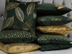 Beliani Sada 2 sametových polštářů s listovým vzorem 45 x 45 cm zelená FREESIA