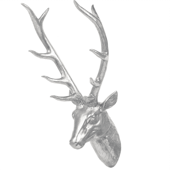 Beliani Nástěnná figurka stříbrná 67 cm DEER HEAD