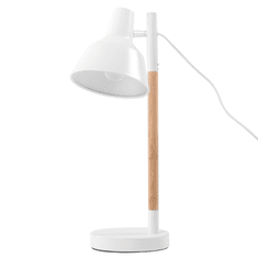 Beliani Bílá stolní lampa na čtení z dřeva a kovu ALDAN