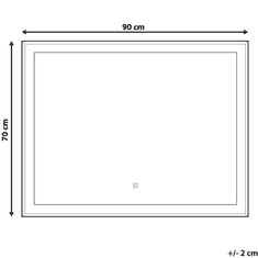 Beliani Nástěnné zrcadlo LED 90 x 70 cm stříbrné ARGENS