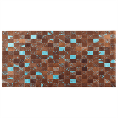 Beliani Hnědý kožený patchwork koberec 80x150 cm ALIAGA