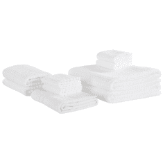 Beliani Sada 9 bílých bavlněných ručníků ATAI