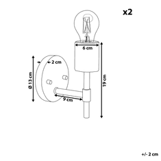 Beliani Sada 2 kovových nástěnných lamp stríbrných ARMERIA