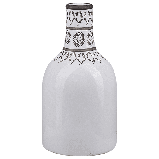 Beliani Květinová váza keramická 25 cm bílá ANKON