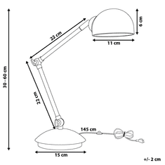 Beliani Kancelářská lampa, nastavitelná, žlutá, 60 cm, HELMAND