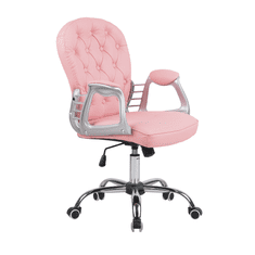 Beliani Růžová ekologická kožená kancelářská židle PRINCESS