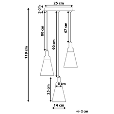 Beliani Závěsná lampa bílý kov 3 stínidla TICINO