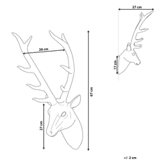 Beliani Nástěnná figurka stříbrná 67 cm DEER HEAD