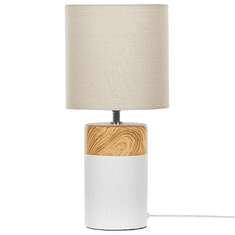 Beliani Keramická stolní lampa bílá / světlé dřevo ALZEYA