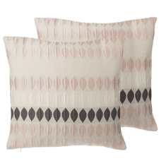 Beliani Sada 2 dekorativních polštářů s kapkami 45 x 45 cm růžovo-hnědé CANNA