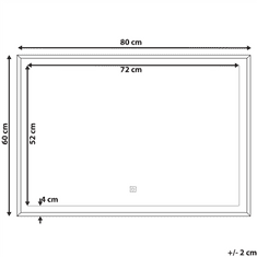 Beliani Obdélníkové LED zrcadlo 80 x 60 cm ARGENS