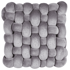 Beliani Sametový uzlový polštář se třpytkami 30 x 30 cm šedý SIRALI