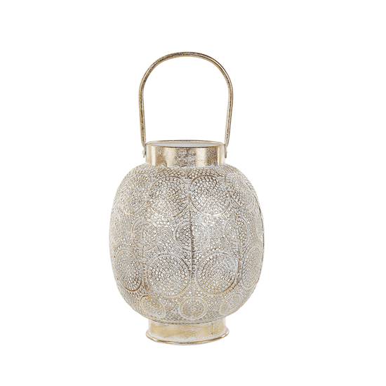 Beliani Dekorativní kovová lucerna 30 cm zlatá LANTAU