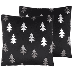 Beliani Sada 2 dekorativních polštářů s vánočním motivem 45 x 45 cm černých CUPID