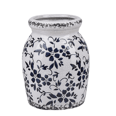 Beliani Květinová váza keramická 18 cm bílo modrá AMIDA