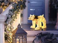 Beliani Venkovní dekorace medvěd s LED osvětlením 34 cm bílá SIVULA