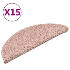 Vidaxl Kobercové nášlapy na schody 15 ks světle růžové 56 x 17 x 3 cm