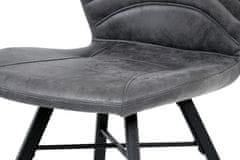 Autronic Moderní jídelní židle Jídelní židle, šedá látka vintage, kov černý mat (HC-442 GREY3)